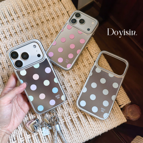独与行《彩色波点》银色神甲壳适用于苹果17pro手机壳iphone17磁吸16pro小众ins风可爱17promax全包相机键