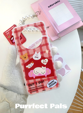 独与行原创红色格子双层印花磨砂手机壳适用于华为mate60 mate70pro软壳可爱ins风