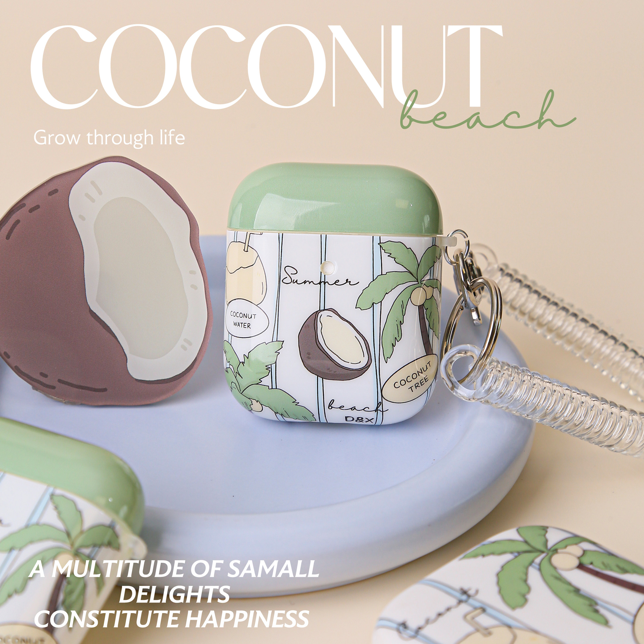 独与行原创椰子适用airPods一二三代耳机套pro硅胶软壳易拆卸小众,3C数码配件,耳机保护套,淘宝优惠券,粉丝福利购,淘宝优惠卷