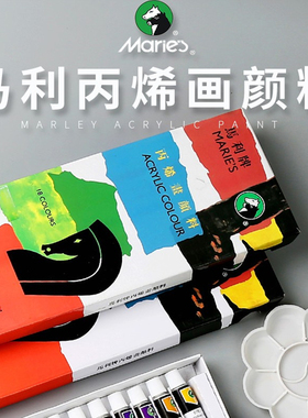 马利丙烯颜料初学者手绘墙绘24色套装18 36色丙烯画炳稀颜料12ML