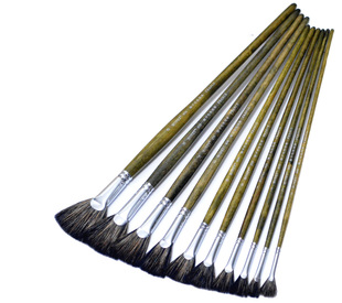 莫奈450扇形笔貉子毛鱼尾扇国画水粉油画笔长杆软毛水彩笔6支套装