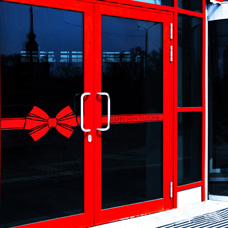 新年喜庆贴纸 蝴蝶结腰线贴 店铺橱窗贴花 玻璃门防撞条装饰贴画