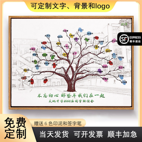 创意指纹商务年会店庆毕业签到树
