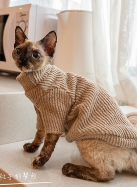 GINGERAIN 德文猫无毛猫衣服毛衣保暖肌理质感柔软网红INS风外套