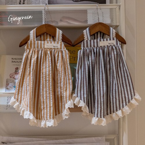 GINGERAIN 复古条纹衫德文猫衣服无毛猫棉质吊带裙田园春夏款
