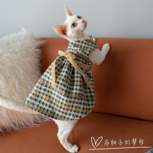 GINGERAIN洋装呢子连衣裙猫衣服
