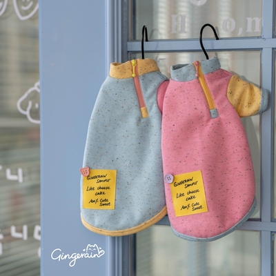 GINGERAIN  芝士蛋糕撞色卫衣德文猫衣服无毛猫保暖外套带拉链