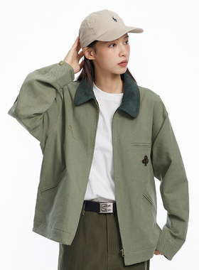 UHUZZ 23AW复古底特律工装夹克翻领廓形宽松美式休闲外套情侣上衣