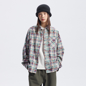 复古宽松口袋长袖 UHUZZ 24AW贰号格子衬衫 蜡染衬衣休闲外套男女