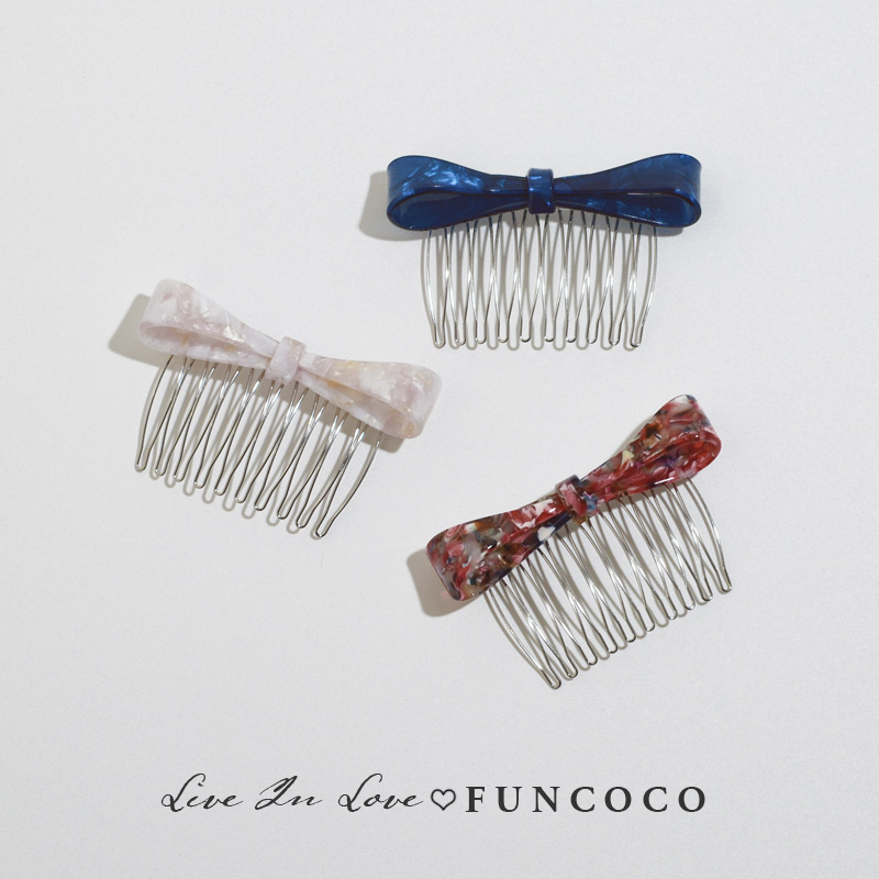 韩国2024新款简约醋酸蝴蝶结发梳插梳丸子头盘发器刘海发夹头饰品