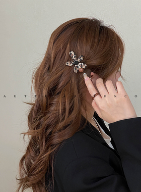 FUNCOCO｜时髦利器豹纹小花~秋冬新款鸭嘴夹侧边装饰风格刘海发卡