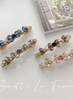 人间富贵花~轻奢精致水晶头饰一字后脑勺弹簧夹侧边发夹半发夹子