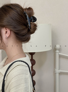 FUNCOCO｜个性彩钻镶嵌发量少韩系醋酸后脑勺小号鲨鱼夹盘发抓夹