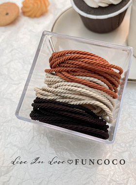 50根~焦糖色系高弹力橡皮筋女扎头发绳头饰耐用不伤发简约发圈