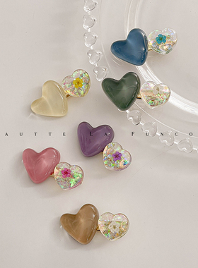 甜美博主干花爱心小发夹女夏季碎发侧边刘海夹鸭嘴夹一字夹子头饰