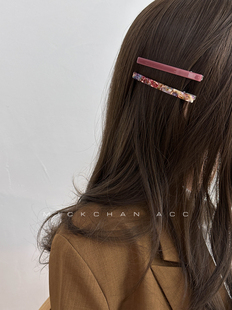 简约气质醋酸油画感侧边夹子头饰外出百搭刘海碎发一字鸭嘴夹发夹