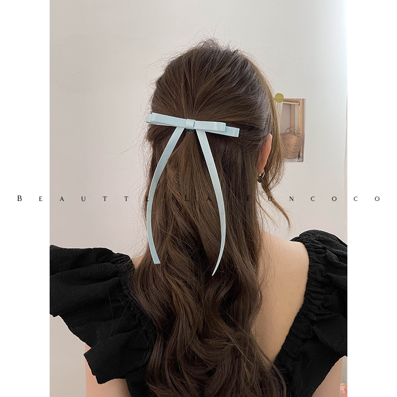 精致芭蕾风飘带小号半扎公主头发夹白色粉丝带发卡发饰头饰蝴蝶结