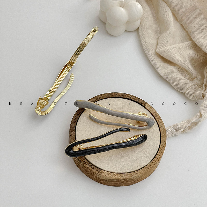 FUNCOCO｜小众高级设计感简约线条弹簧夹发量少小号一字半扎发卡