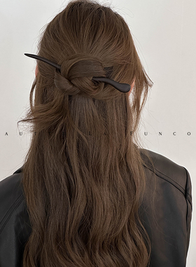 黑檀木新国风日常简约发簪高级感盘发簪子新中式现代女发钗子发张