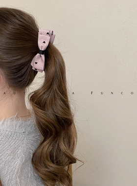 FUNCOCO｜发量少小号香蕉夹简约甜美蝴蝶结半扎发8cm马尾竖夹防滑