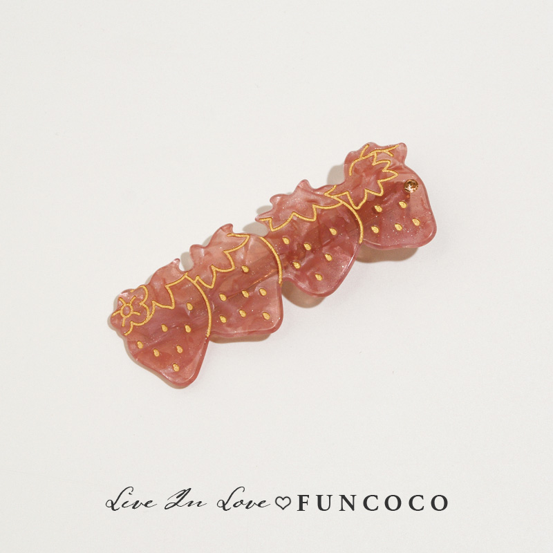 funcoco原创少女心草莓头饰醋酸发夹网红侧边刘海夹小众少女边夹