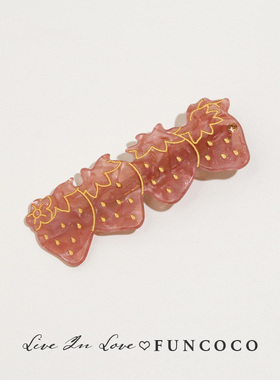 FUNCOCO原创少女心草莓头饰醋酸发夹网红侧边刘海夹小众少女边夹