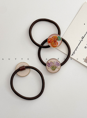 出口日本森系唯美干花手作滴胶发圈头绳扎马尾皮筋发饰简约优雅女