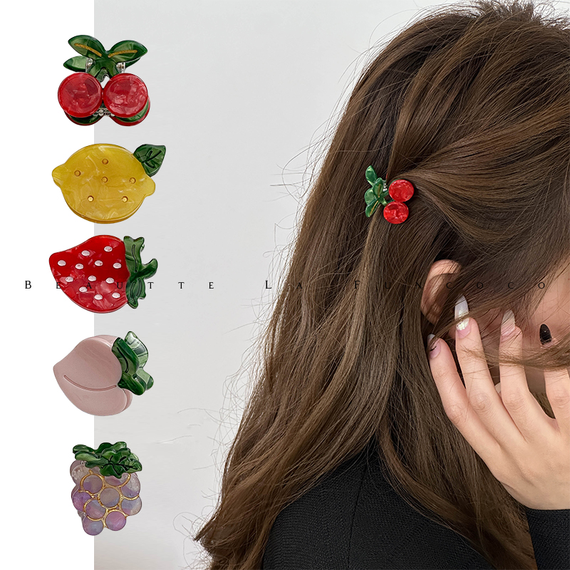 一对夹更好看~高颅顶可爱水果小发抓草莓红色刘海发夹顶夹小夹子