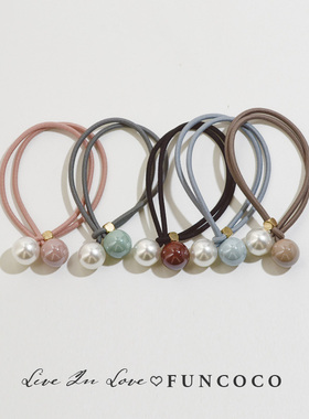 韩国温柔色系珍珠头绳发绳甜美发饰丸子头发圈扎头发橡皮筋头饰品