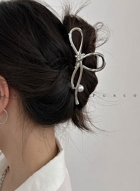 优雅精致五金︱冷淡风高级感金属蝴蝶结大号鲨鱼夹后脑勺抓夹发夹