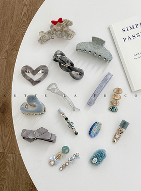 夏日海盐蓝~清新氧气2024新款发饰合集高级感鲨鱼夹小众原创设计