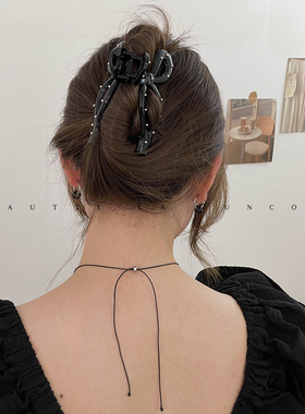 银色蝴蝶结抓夹法式气质发抓后脑勺夹子百搭日韩发夹发饰高端抓夹