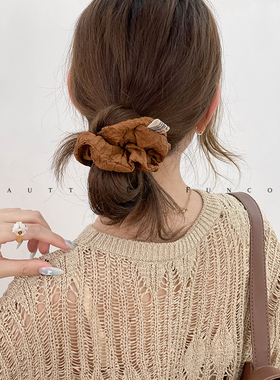 韩系褶皱大肠发圈头绳女网红2024新款高级感丸子头头花扎头发头饰