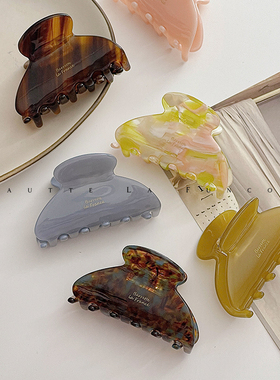 浪漫油画色调~发量少中短发小号鲨鱼夹醋酸抓夹后脑勺发夹高级感