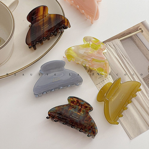 浪漫油画色调~发量少中短发小号鲨鱼夹醋酸抓夹后脑勺发夹高级感