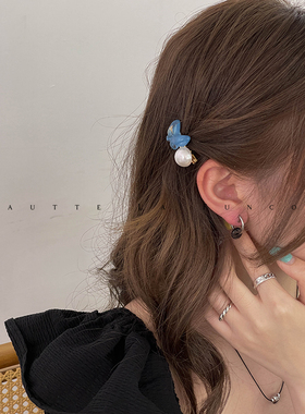 精致减龄珍珠蝴蝶发夹女简约甜美侧边夹小刘海夹发卡边夹发饰头饰