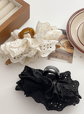 法式优雅复古蕾丝~大号发量多13cm鲨鱼夹抓夹芭蕾风头饰盘发夹子