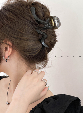 果冻灰曲线发夹2024新款韩国高品质鲨鱼夹女高端抓夹高级感夹子