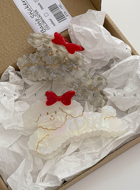 出口日本小众设计狗狗抓夹鲨鱼夹后脑勺2024新款夹子头饰中号发夹