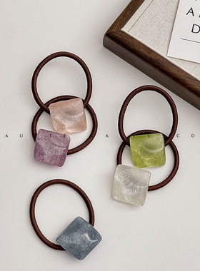 清新甜美方块发圈简约皮筋女款扎头丸子头绳2024新款高端发圈皮套