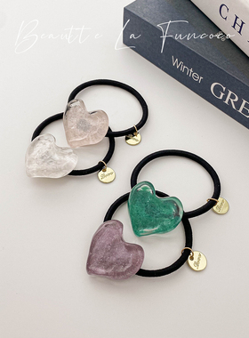 清透琉璃质感复古不规则爱心发圈橡皮筋马尾发绳2024新款发饰日韩