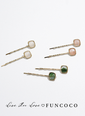 韩国进口猫眼日系清新两件套一字夹发卡头饰少女刘海夹子简约边夹