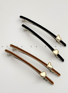 侧夹刘海很好用~细款弹簧夹侧边刘海碎发夹一字夹高级感丝绒发卡