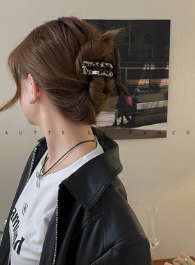 FUNCOCO｜韩系豹纹蝴蝶结大号后脑勺盘发鸭嘴夹横夹一字鲨鱼夹子