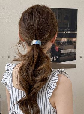 FUNCOCO｜贝壳贴面拼接日系金属简约高级感马尾发扣发圈头绳皮筋