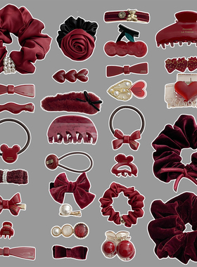 巨显白复古红色~高级又日常新年发饰合集2024新款韩国东大门精致