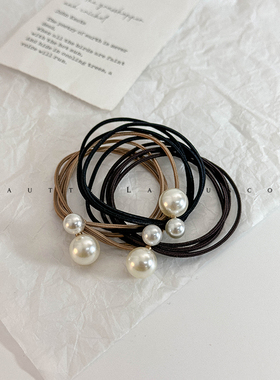 简约珍珠高弹力耐用皮套女头绳皮筋女细头发圈黑色橡皮筋扎头发绳