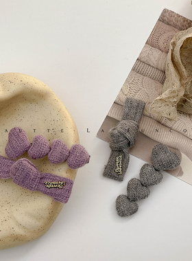 FUNCOCO｜针织蝴蝶结秋冬新款韩国侧边碎发刘海发夹一字鸭嘴夹女