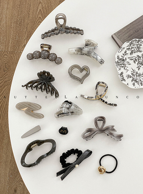 清冷感大理石灰色系~高级感后脑勺小号发量少鲨鱼夹盘发抓夹夏季