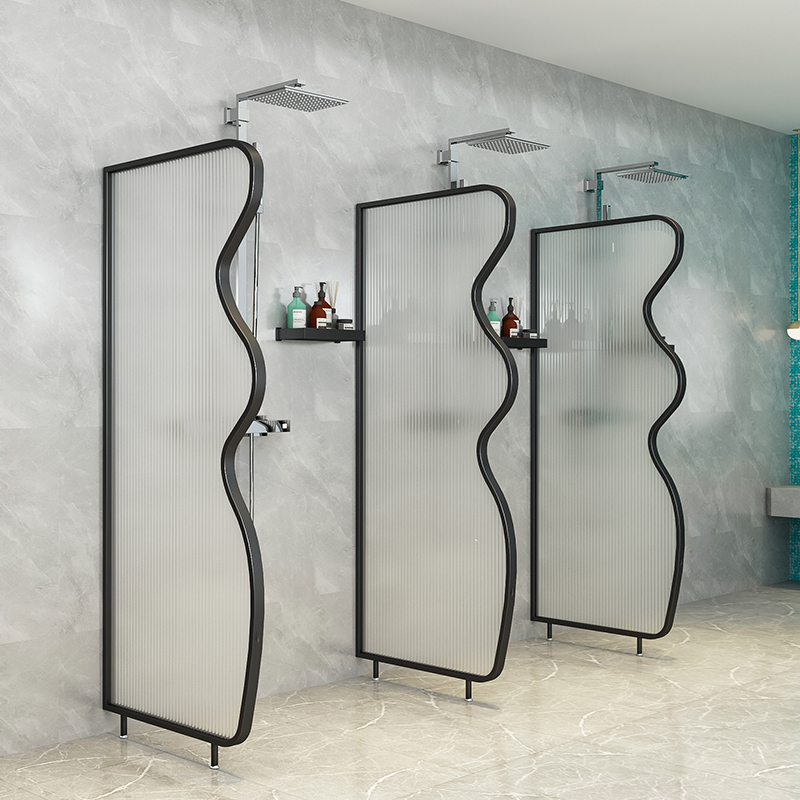 钢化玻璃卫生间隔断不锈钢防水公共淋浴间挡板游泳馆遮挡澡堂屏风